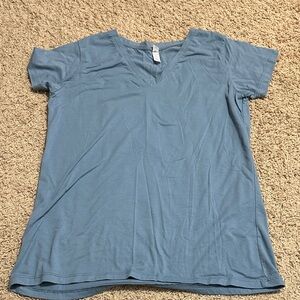 Light Blue V-Neck Short Sleeve Top